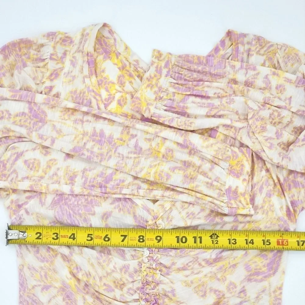 Free People Say The Word Top Blouse Womens Extra Large XL Puff Sleeves Boho Chic